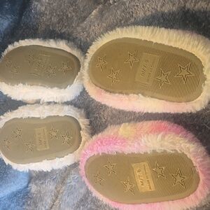 Fluffy Pink and White Slippers